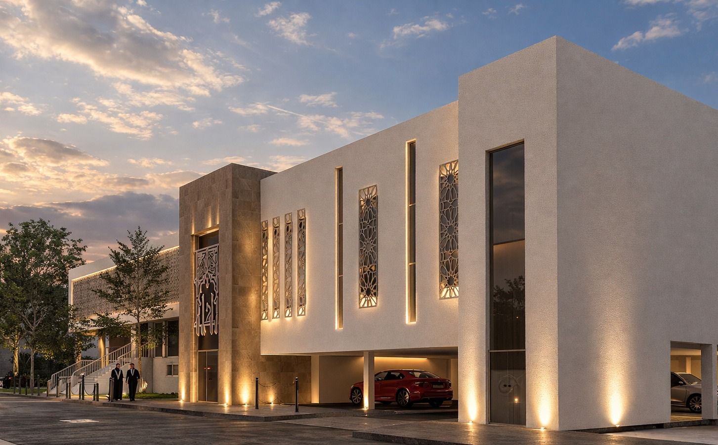 Façade droite — vue de soir